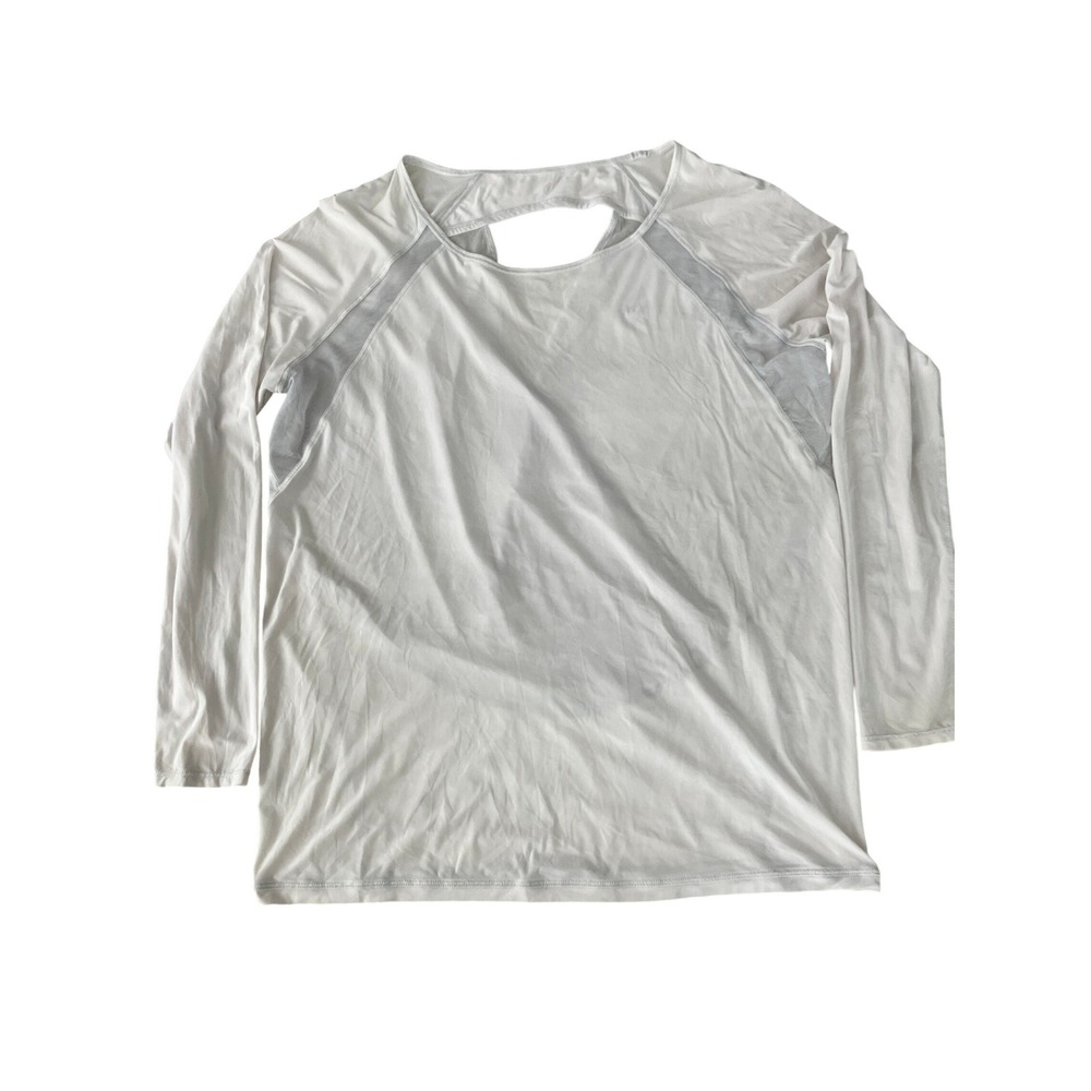 Lululemon Long Sleeve Mesh Back Crossover Keyhole Activewear Top Light Gray L